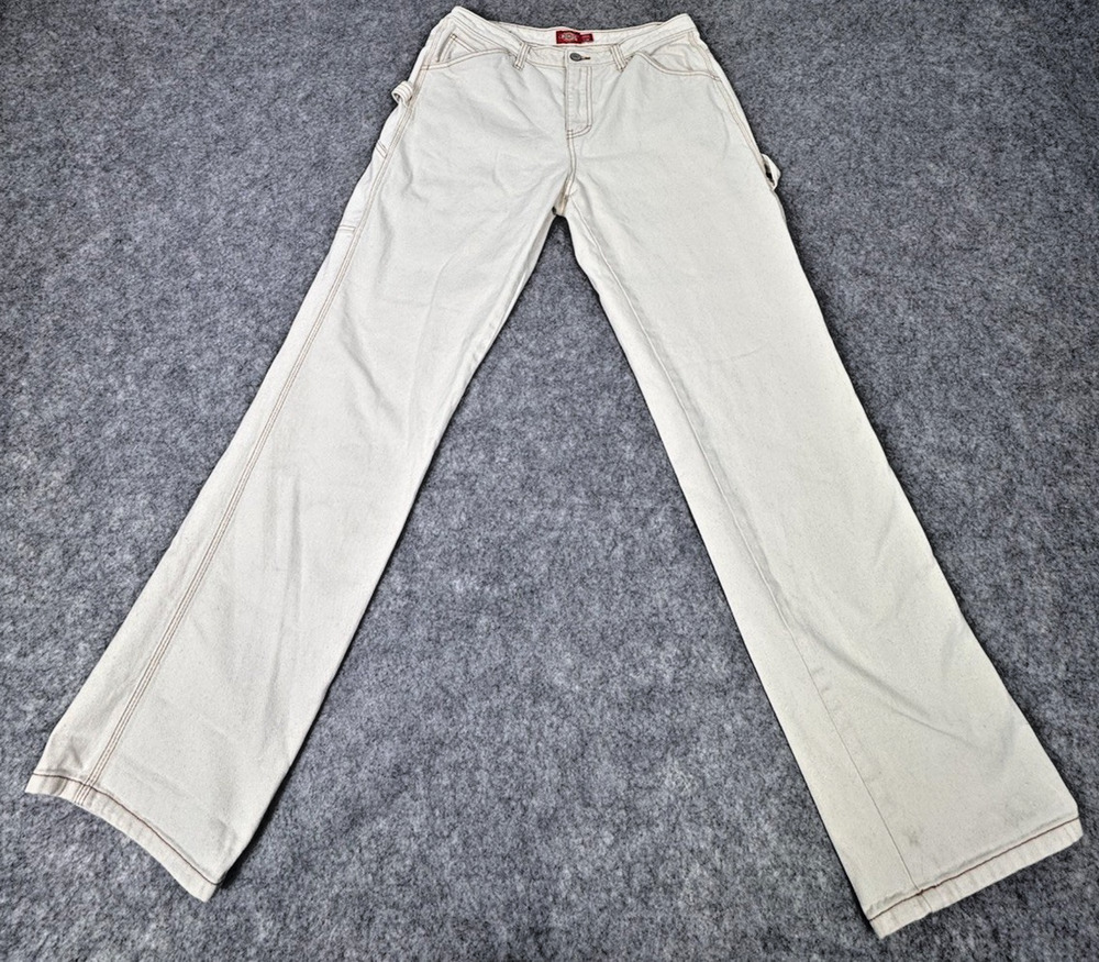 Dickies Carpenter Pants Womens Size 7/28 White Cotton Utility Straight Workwear